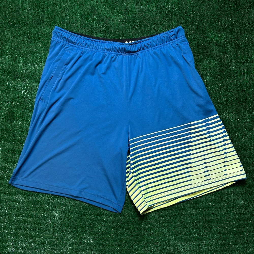 Dri-FIT Nike Athletic Basketball Shorts Blue Yellow XXL